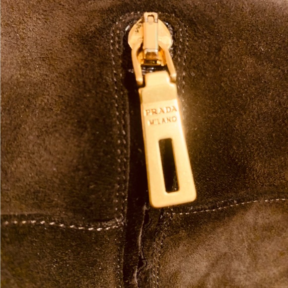 PRADA Ladies Knee High Brown Suede, High Heeled, Side Zip Up Boots Like New! - Picture 7 of 11